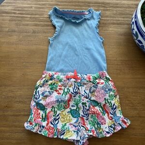 Mini Boden Sea Shorts & Ribbed Tank Bundle size 7